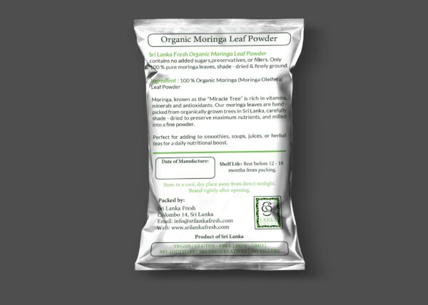 Moringa leaf backside Organic Moringa Oleifera Leaf Powder - Directly From The Origin